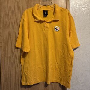 Reebok NFL Pittsburgh Steelers Polo Shirt Mens Medium Yellow Short Sleeve